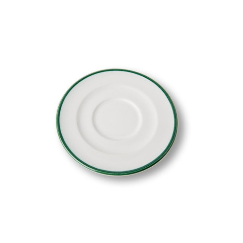 Gmundner ceramic green rim cappuccino saucer Gourmet d: 14 cm