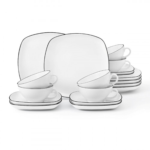 Seltmann Weiden Lido Black Line Square small tea set 18 pieces