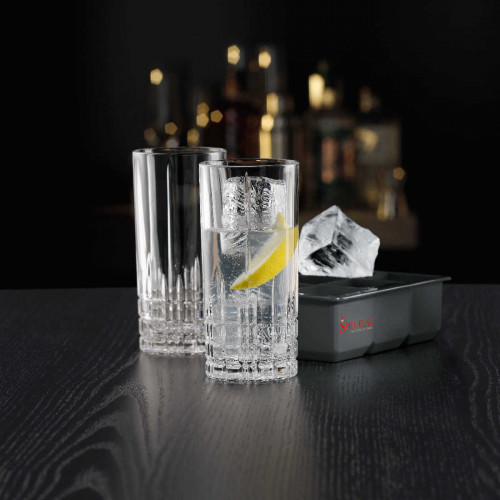 Spiegelau Perfect Serve Collection Ice Cube Maker with Longdrink Glasses Set 3 pieces