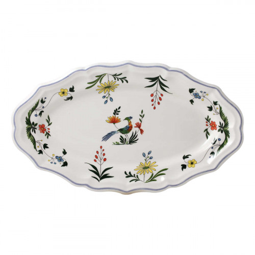 Gien Fayencerie Oiseaux Paradis Oval plate 36 x 21.3 cm