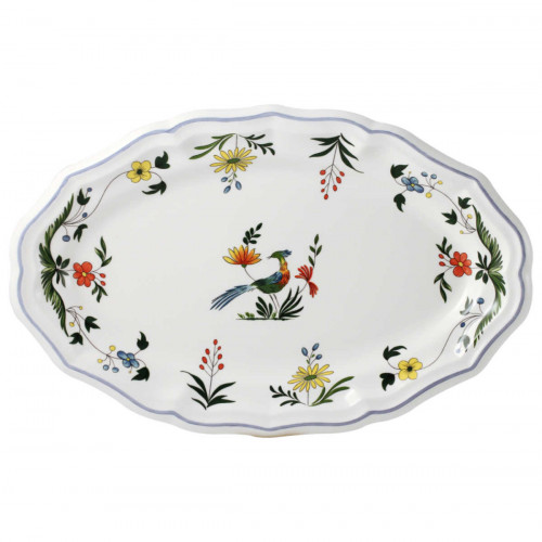 Gien Fayencerie Oiseaux Paradis Oval plate 41 x 26.2 cm