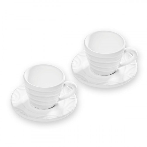 Gmundner Ceramic White Flamed Espresso Gourmet for 2 Persons Set 4 pcs.