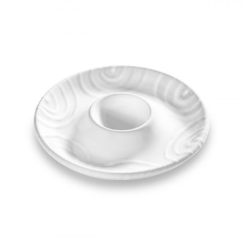 Gmundner ceramic white flamed egg cup smooth d: 12 cm