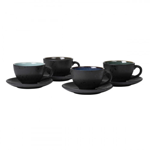 Bitz Gastro black / dark Cup 0.22 L with saucer 10 cm Set of 4 pieces