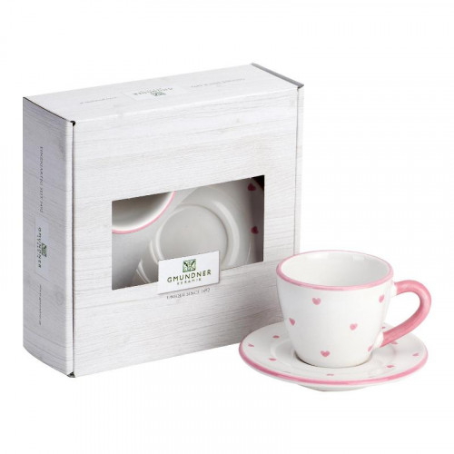 Gmundner Keramik Herzerl Rosa Espresso For You 2-Piece Set