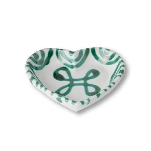 Gmundner Keramik Grüngeflammt Heart shell d: 10 cm / h: 2.4 cm