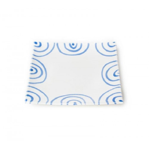 Gmundner Ceramic Blue Flamed Dessert Plate / Breakfast Plate 20x20x2,6 cm