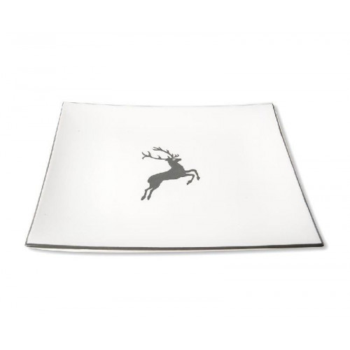 Gmundner Keramik Grauer Hirsch Dinner plate 26x26x2.2 cm