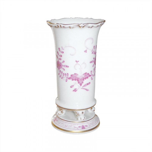Meissen New Neckline - Indian Painting 2 with edge purple gold dots with gold edge Vase 14 cm