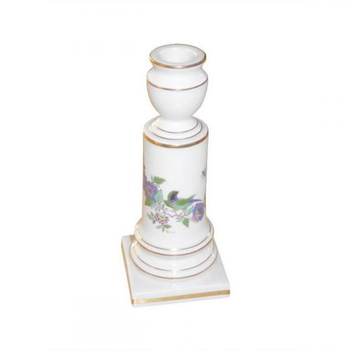 Meissen Neuer Ausschnitt - Indische Fels- Blumen- und Vogelmalerei 125 bunt mit Goldrand Candlestick 15 cm