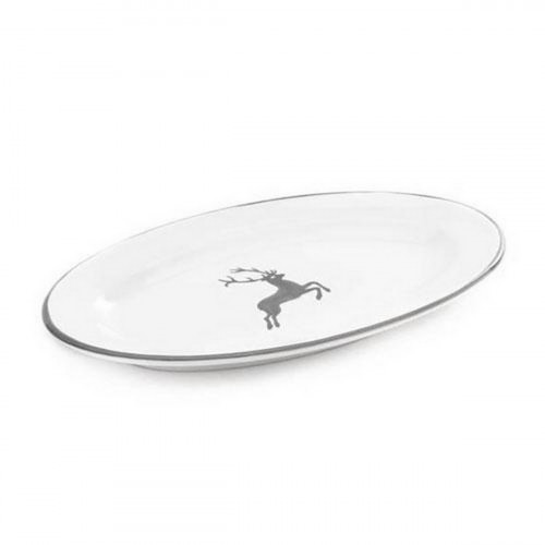Gmundner Keramik Grauer Hirsch Oval plate with flag Gourmet 21x14x2.1 cm
