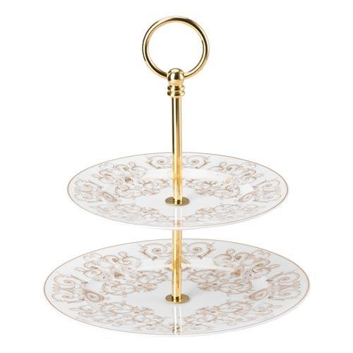 Rosenthal meets Versace Medusa Gala Small 2-piece etagere. Upper plate 18 cm / Lower plate 22 cm