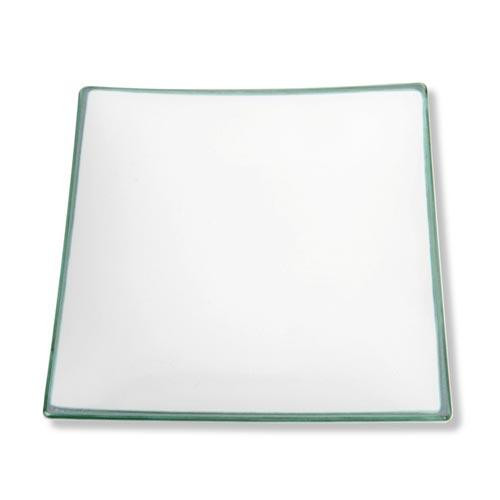 Gmundner Keramik Grüner Rand Dessert/hors d'oeuvre plate,cornered 20x20 cm
