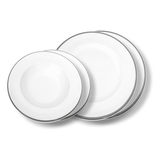 Gmundner Keramik Grauer Rand Tableware set Breakfast for two Gourmet