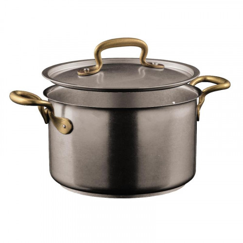 Sambonet 1965 Vintage - Edelstahl matt 18/10 Pot / cooking pot with lid d: 24 cm / h: 14.5 cm / 6.5 L