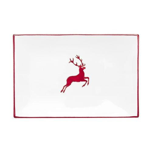 Gmundner Keramik Rubinroter Hirsch Rectangular plate 30x20x2.5 cm