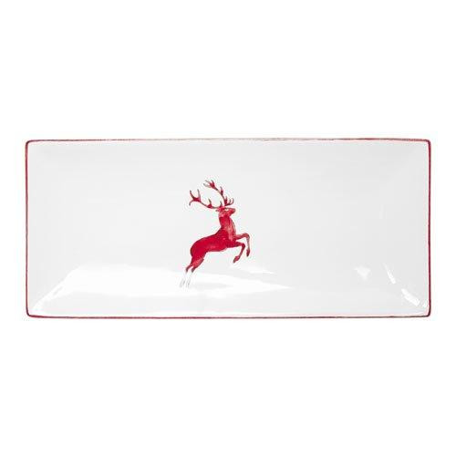Gmundner Keramik Rubinroter Hirsch Rectangular plate 36x15x2.8 cm