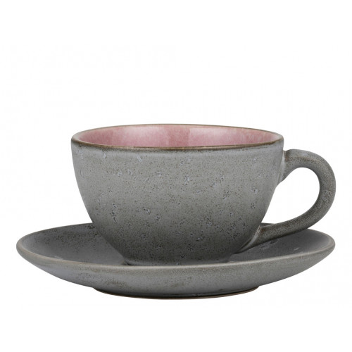 Bitz Gastro grey / light pink Cup 0.22 L with saucer 2-piece