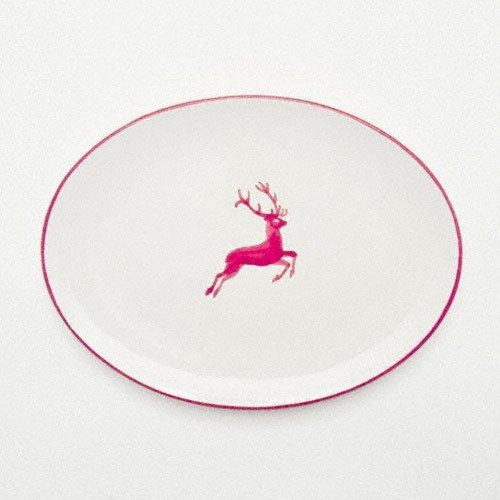 Gmundner Keramik Roter Hirsch Oval plate 28x21x2.3 cm