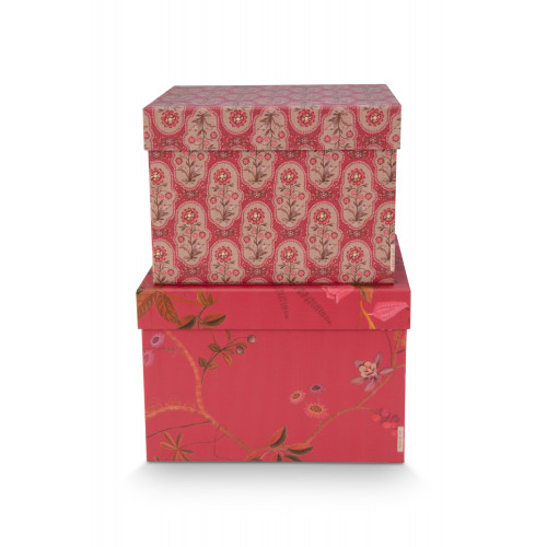 Pip Studio Blooming Tales Dark Red Schachtel Quadrat Set 2-tlg.