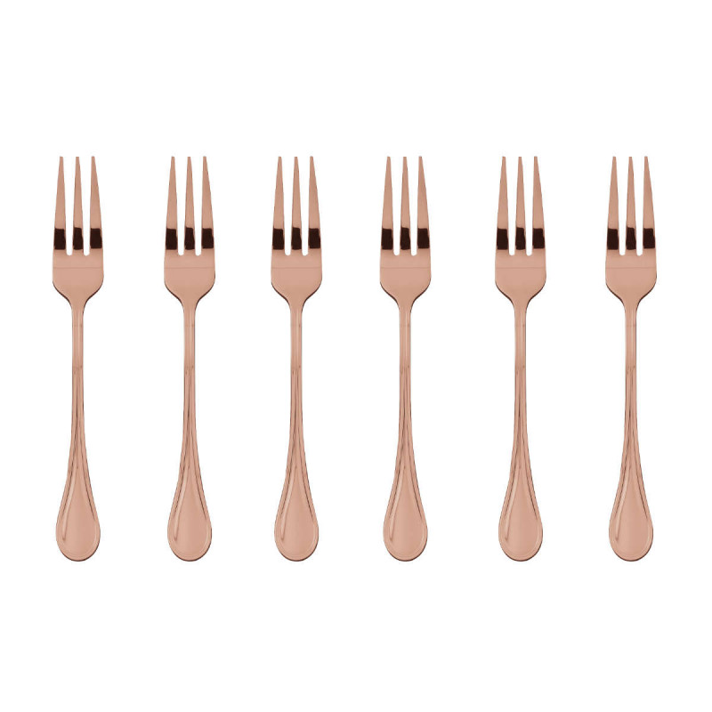 Royal Stainless steel / PVD copper cake fork set 6 pcs.
