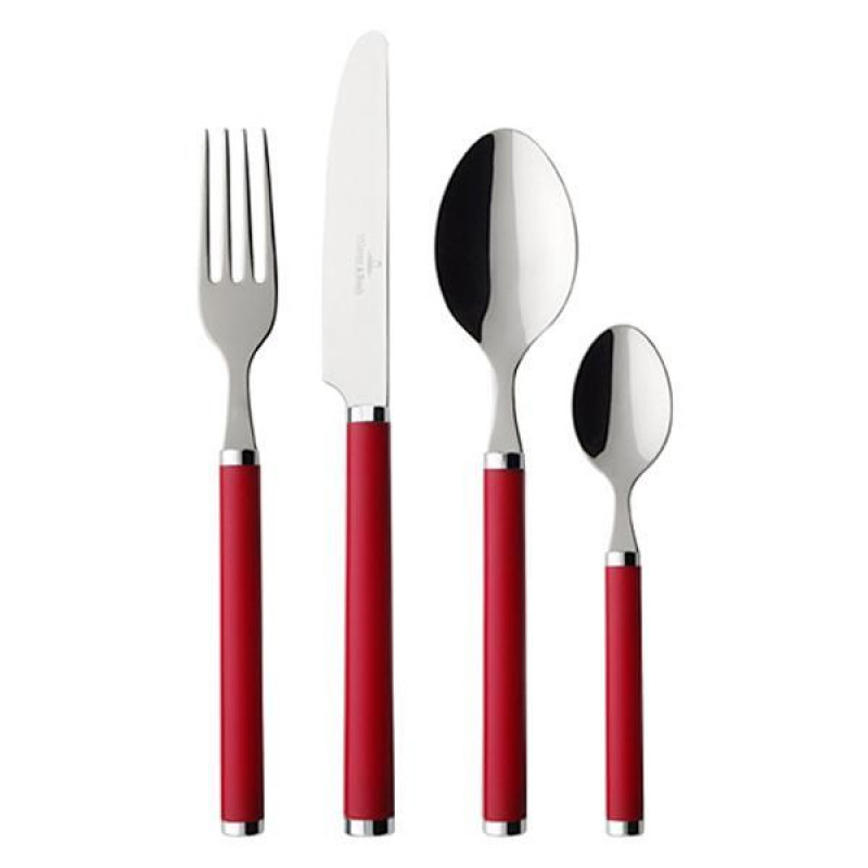 20 cm High-Quality Stainless Steel with Plastic Handle in Red Cutlery Villeroy & Boch Play Red Roses Table Fork