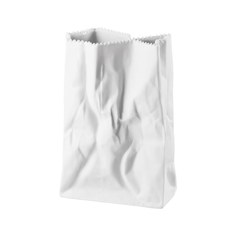 Rosenthal studio-line Do not litter bag vase white glazed 10 cm