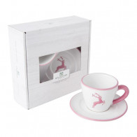 Gmundner Keramik Rosa Hirsch Espresso for you Set 2-pcs