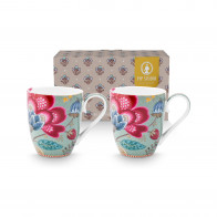 Pip Studio Blooming Tales Blue Becher mit Henkel XL Set 2-tlg. 0,45 L