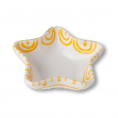 Gmundner ceramic yellow flamed star bowl Stella d: 14 cm / h: 3,9 cm