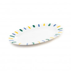 Gmundner Ceramic Colourful flamed plate oval with flag Gourmet 21x14x2,1 cm