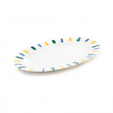 Gmundner Keramik Buntgeflammt Oval plate with flag Gourmet 21x14x2.1 cm