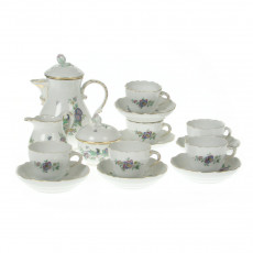 Meissen Neuer Ausschnitt - Indische Fels- Blumen- und Vogelmalerei 125 bunt mit Goldrand Espresso service for 6 people 15 pieces