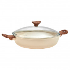 Sambonet Rock'n'Rose - Aluminium non-stick serving pan with lid Rose d: 28 cm / h: 6,8 cm / 3,6 L