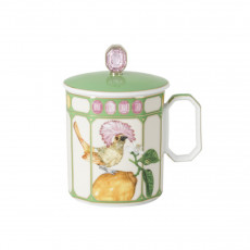 Swarovski x Rosenthal IDYLLIA Flycatcher Green Mug with handle and lid 0.39 L