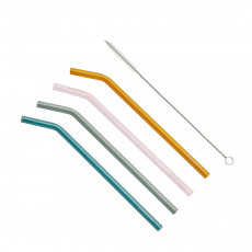 like. by Villeroy & Boch Artesano Hot & Cold Beverages Glass Straw Set 4 pcs with Cleaning Brush