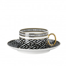 Rosenthal meets Versace La Greca Signature Black Teacup 2-piece