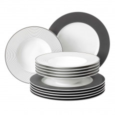 Seltmann Weiden Beat 12 Pcs Dining Service Dinnerware Grooves Design Plate 