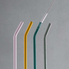 like. by Villeroy & Boch Artesano Hot & Cold Beverages Glass Straw Set 4 pcs with Cleaning Brush