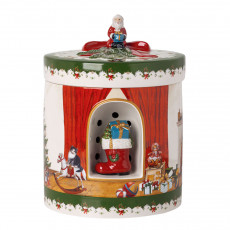 Villeroy & Boch Christmas Toys Gift package round Santa brings presents - with music box Silent Night d: 16/ h: 21,5 cm
