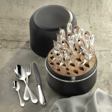 Robbe & Berking Martele 925 Sterling Silber The box includes a 24-piece menu cutlery set Frozen Black Edition
