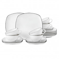 Seltmann Weiden Lido Black Line Tee-Set large square 18 pieces