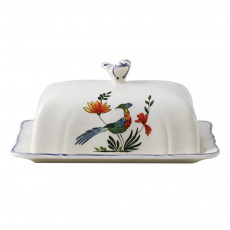 Gien Fayencerie Oiseaux Paradis Butter dish 17.8 x 13.5 cm
