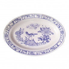 Gien Fayencerie Oiseau Bleu monochrome Oval plate 37 x 26 cm