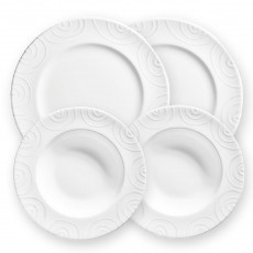 Gmundner ceramic white flamed dinner gourmet for 2 persons set 4 pcs.