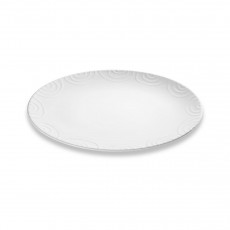 Gmundner ceramic white flamed oval plate 33 cm