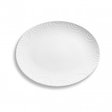 Gmundner ceramic white flamed oval plate 33 cm