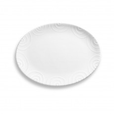 Gmundner ceramic white flamed oval plate 28 cm