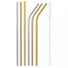 Sambonet Mix & Play 6-piece straw set with cleaning brush