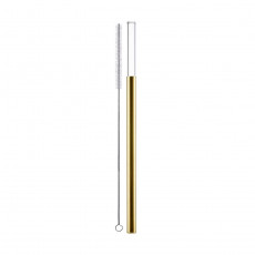 Eisch Gentleman Gold Glass Straw with Cleaning Brush - in Gift Box l: 20 cm / d: 9 mm